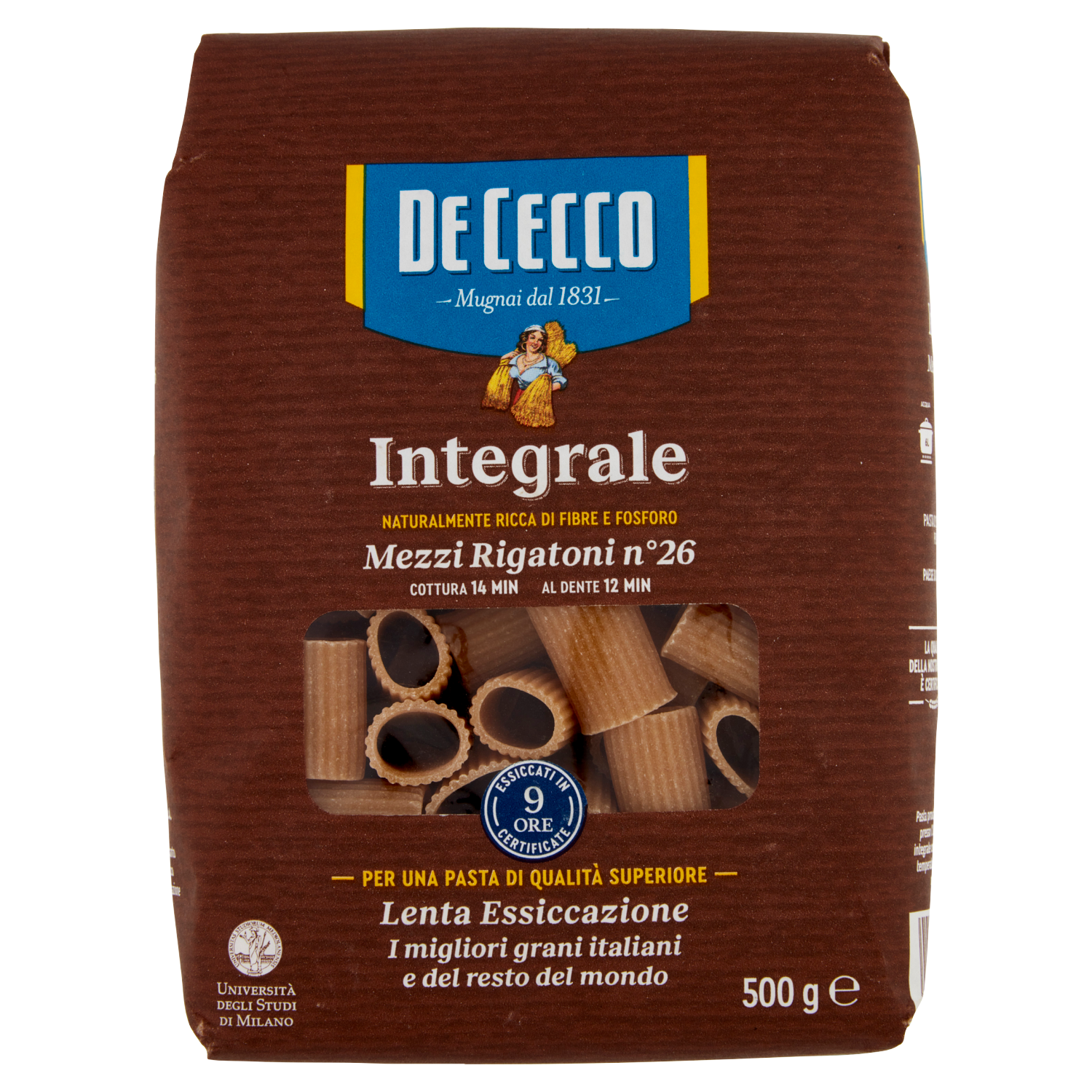 DE CECCO MEZZI RIGATONI INTEGRALI 500g (16 in a box)