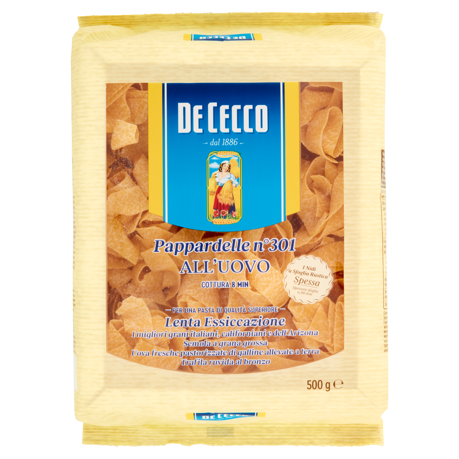 DE CECCO PAPPARDELLE N°301 ALL'UOVO 500g (8 in a box)