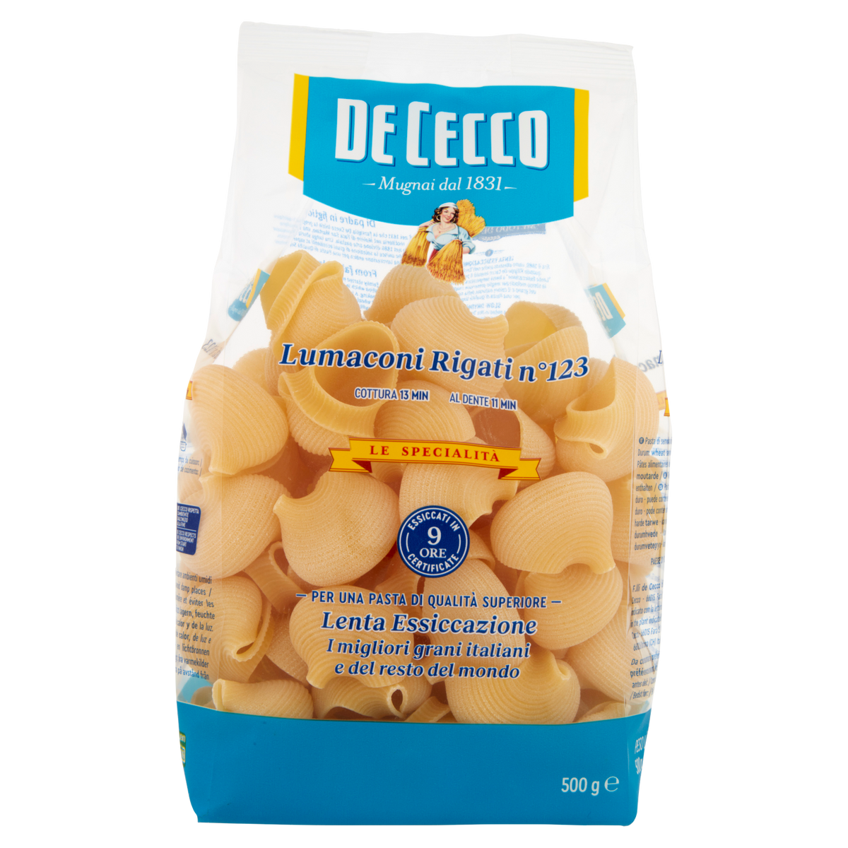 DE CECCO LUMACONI RIGATI N.123 500g (12 in a box)
