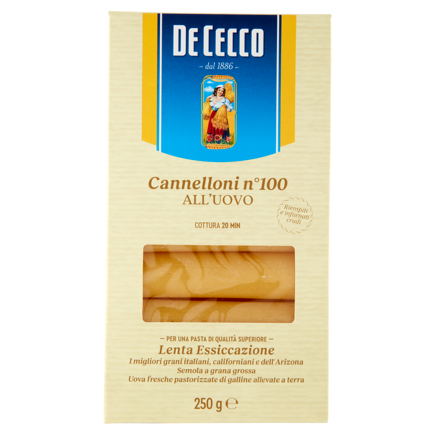 DE CECCO CANNELLONI ALL'UOVO 250g (12 in a box)