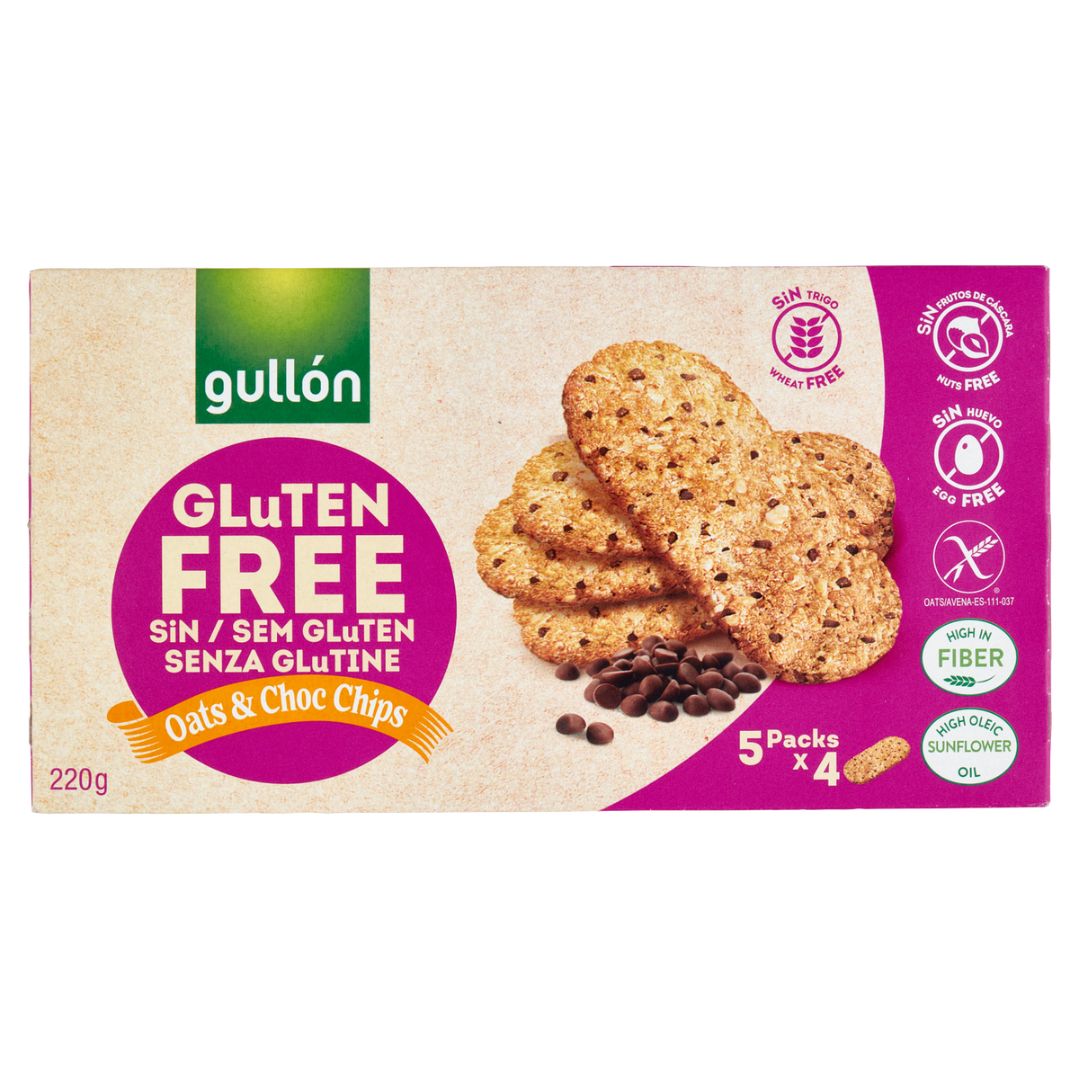 GULLON BISCOTTI DI AVENA CON GOCCE DI CIOCCOLATO gluten-free 220g (8 in a box)