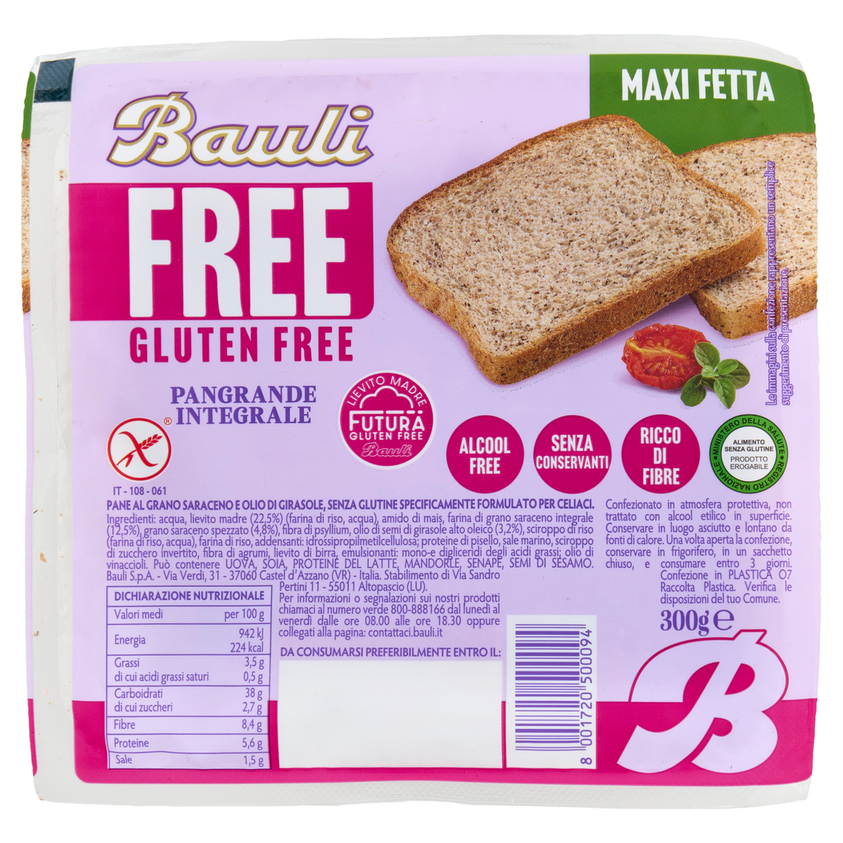 Bauli Pane Integrale Senza Glutine 300 Gr