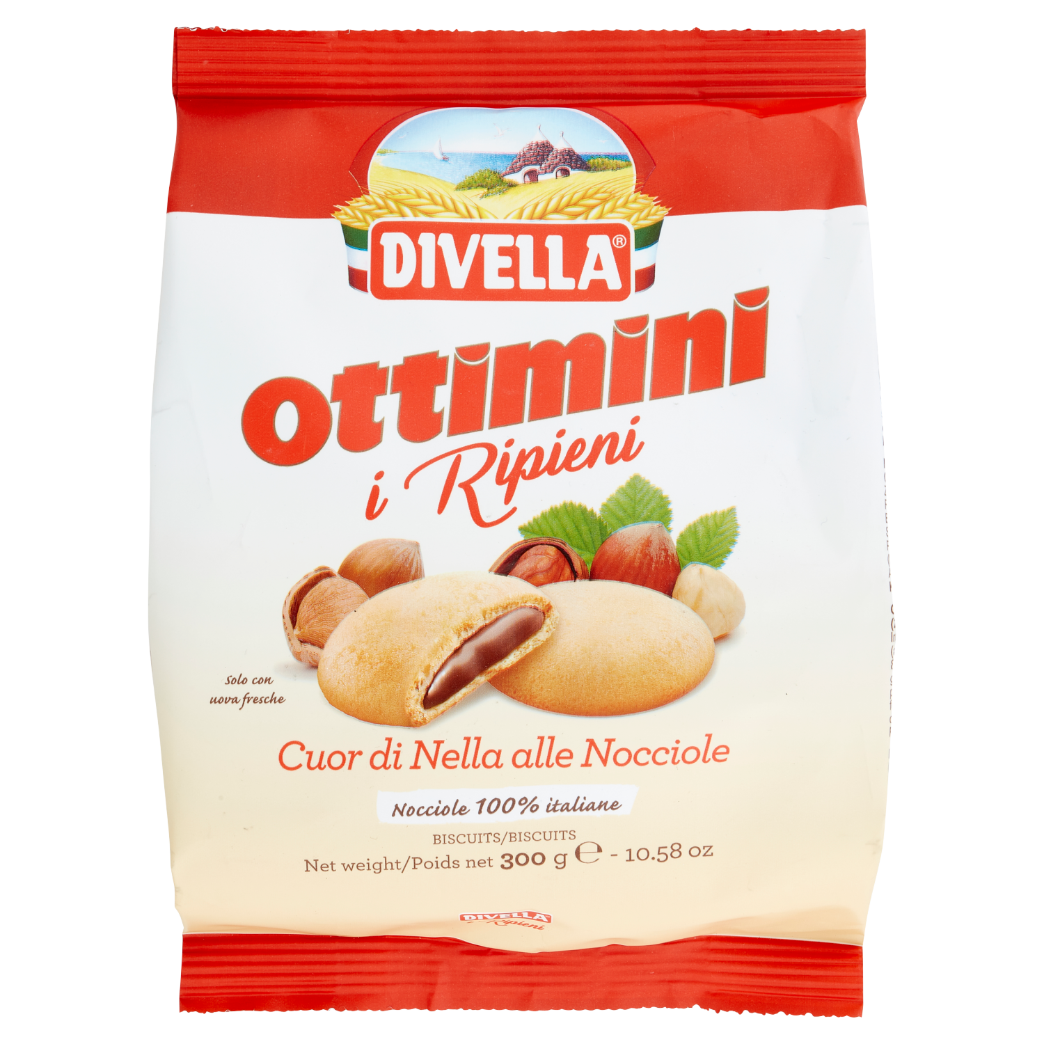 DIVELLA OTTIMINI CUORE DI NELLA RIPIENI NOCCIOLE 300g (12 in a box)