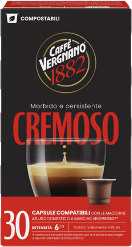 Vergnano Comp. Nespresso X30 Cremoso Cps -Compostabile- (8 In A Box) (£6.22 Each)