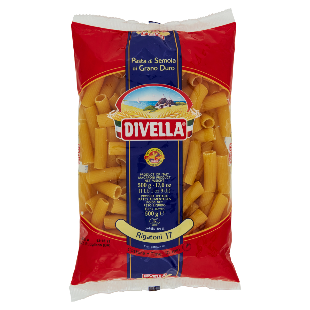 DIVELLA PASTA DI SEMOLA RIGATONI N.17 500g (24 in a box)