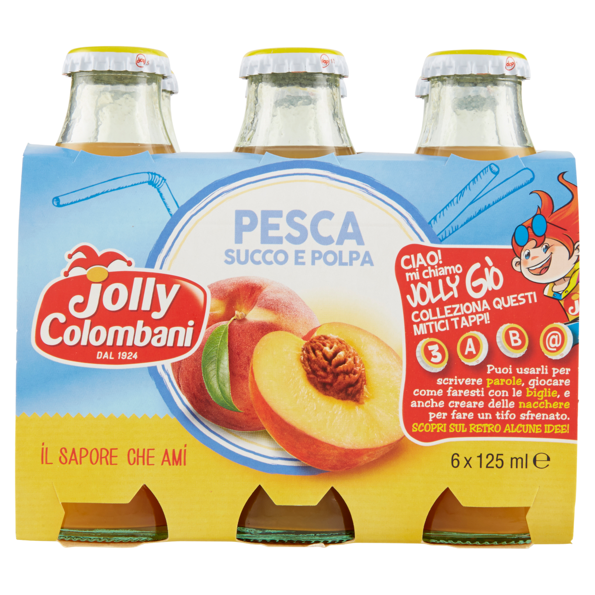 JOLLY COLOMBANI PESCA SUCCO E POLPA 6 X 125ml 750ml (8 in a box)