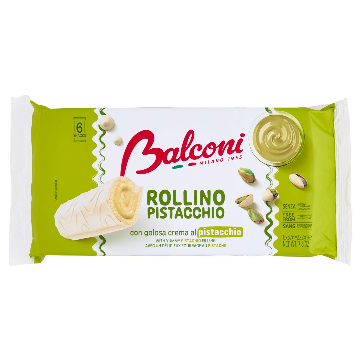 BALCONI ROLL A PISTACCHIO 222g (20 in a box)