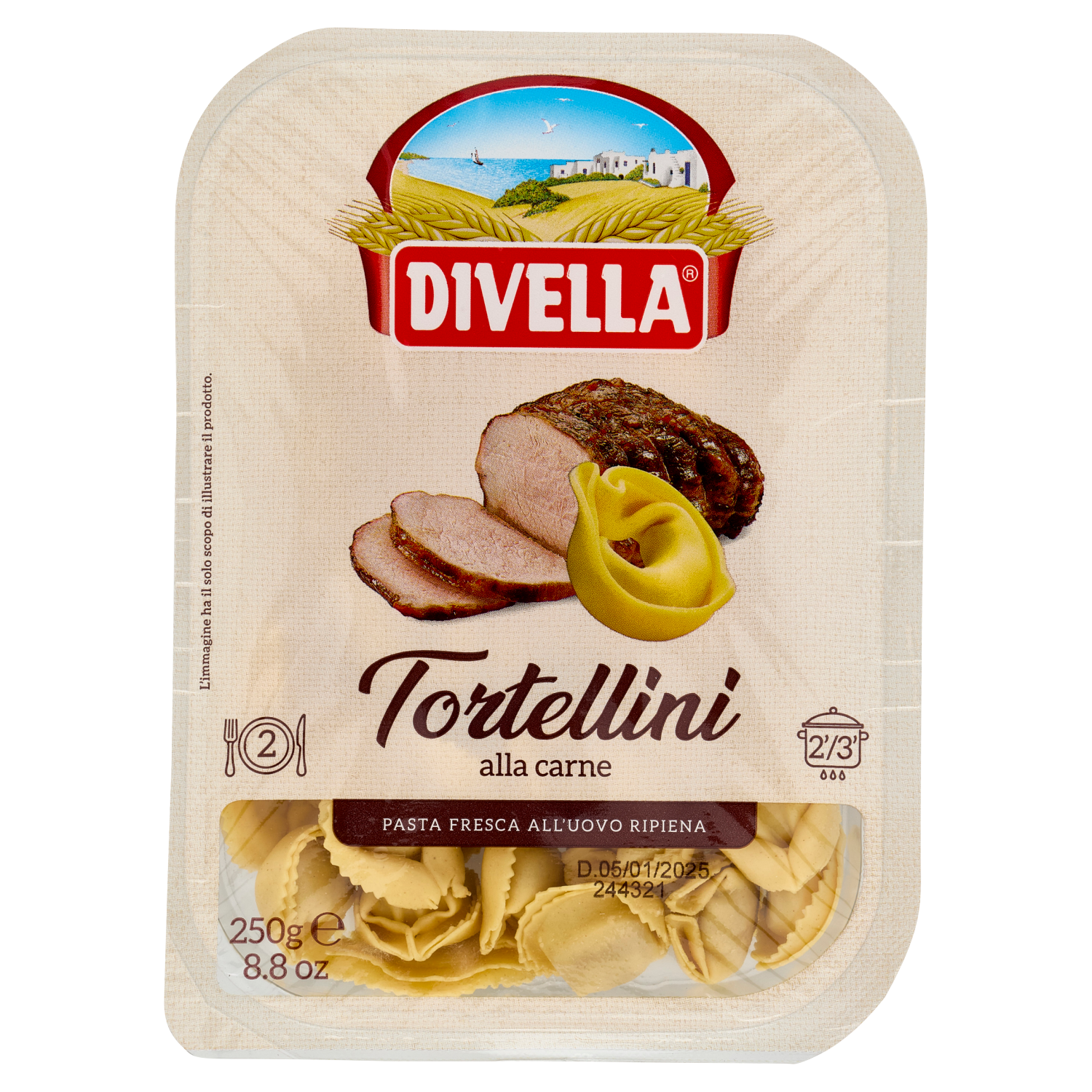DIVELLA PASTA FRESCA RIPIENA TORTELLINI ALLA CARNE 250g (10 in a box)