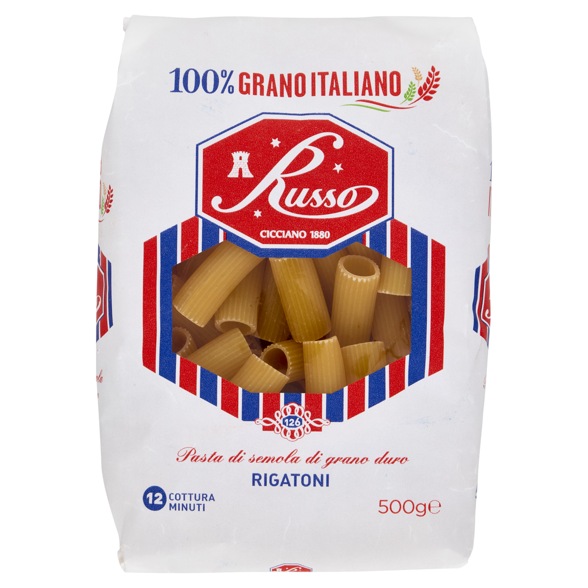 RUSSO PASTA DI SEMOLA RIGATONI 500g (20 in a box)