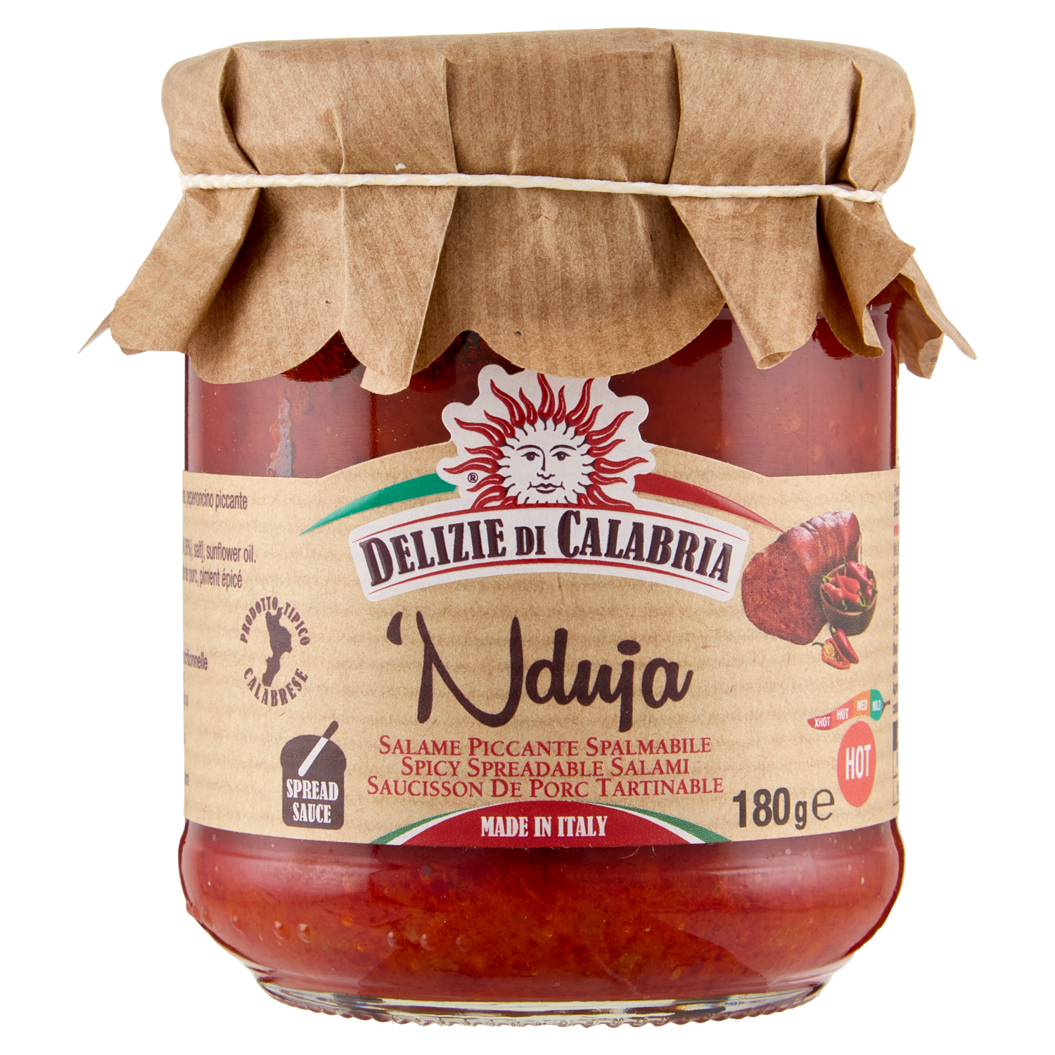 DELIZIE CALABRIA NDUJA CON OLIO DI SEMI DI GIRASOLE 180g (12 in a box)