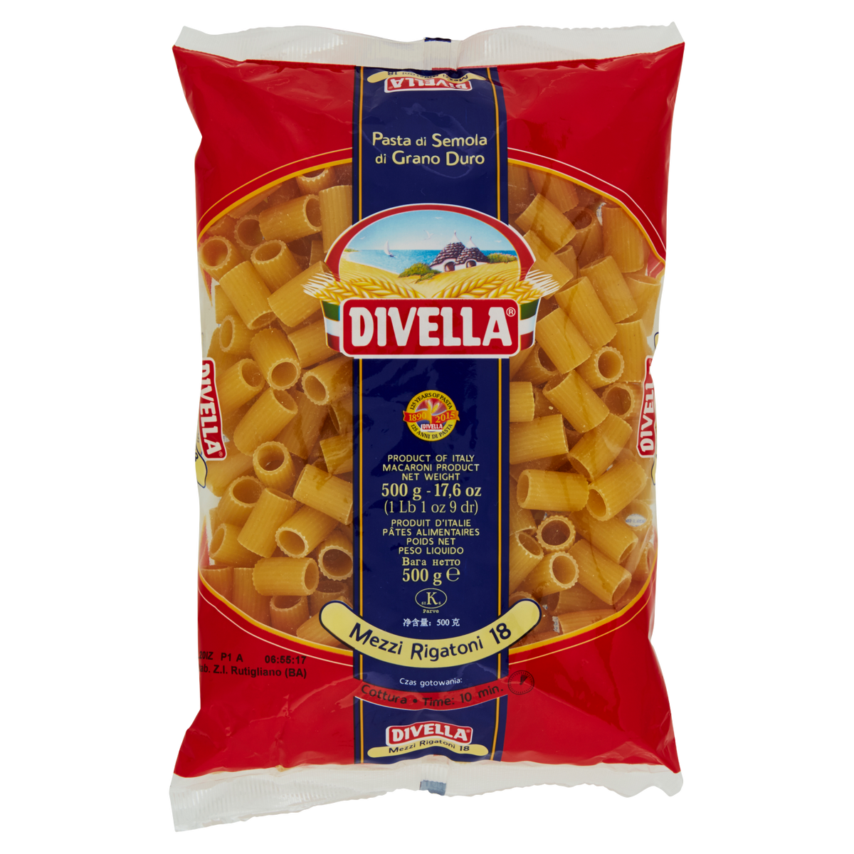 DIVELLA PASTA DI SEMOLA MEZZI RIGATONI N.18 500 g (24 in a box)