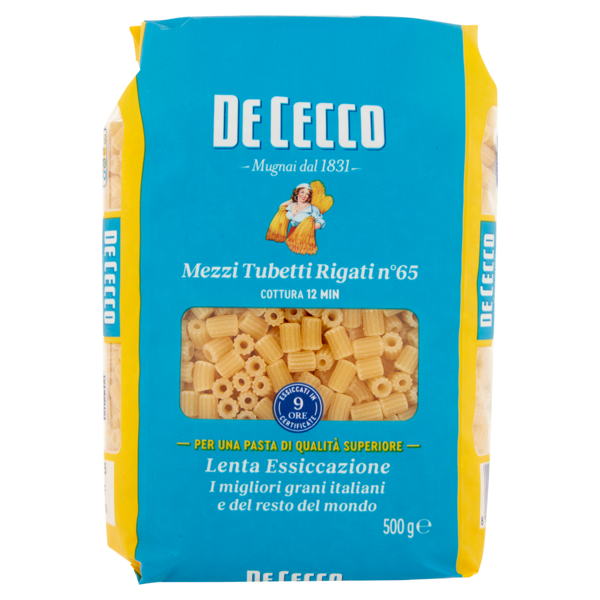DE CECCO PASTA DI SEMOLA MEZZI TUBETTI RIGATI 500g (24 in a box)