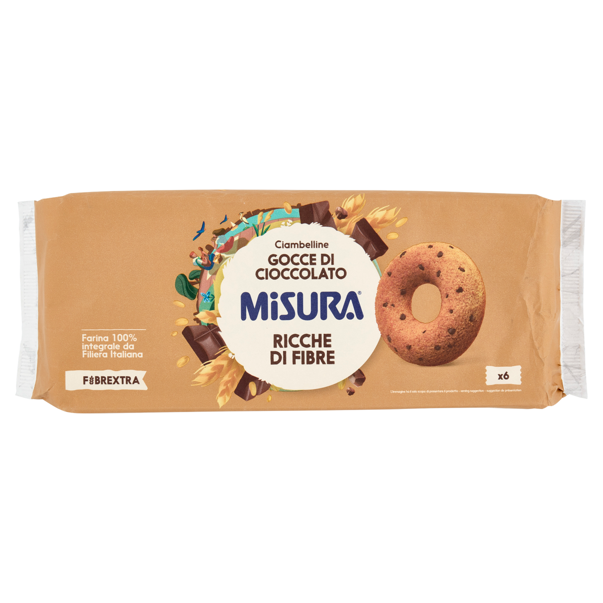 MISURA CIAMBELLA INTEGRALE GOCCE CIOCCOLATO 230g (10 in a box)
