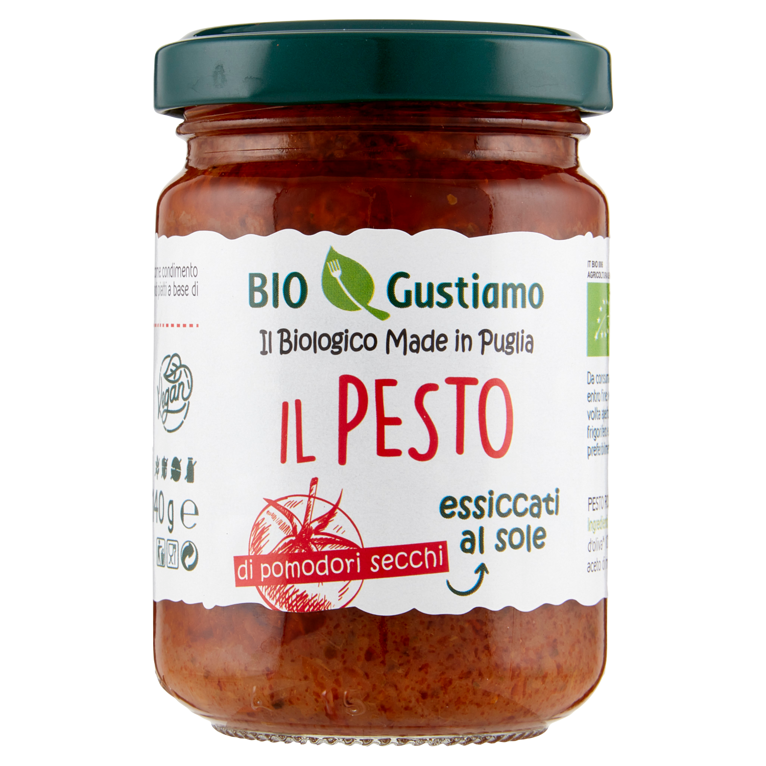 BIO GUSTIAMO PESTO DI POMODORI SECCHI 140g (6 in a box)