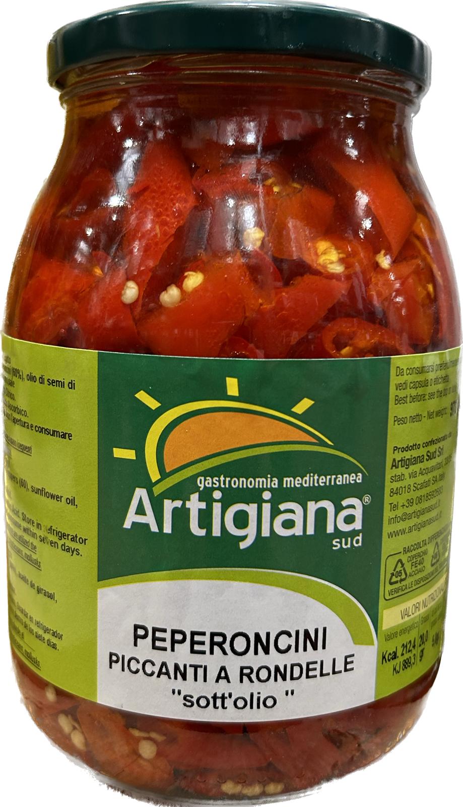 ARTIGIANA SUD PEPERONCINI PICCANTI RONDELLE IN VETRO 1kg (6 in a box)
