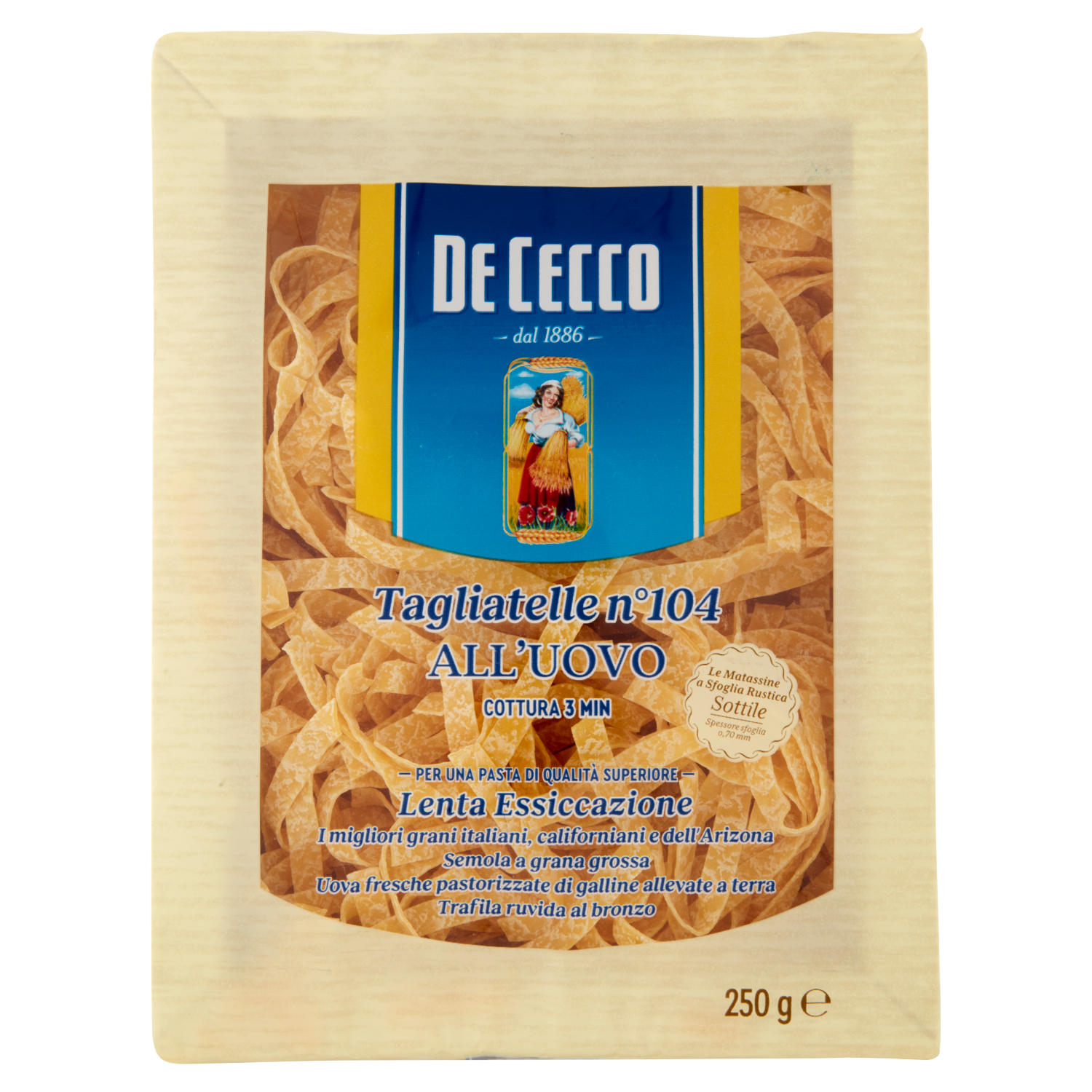 DE CECCO TAGLIATELLE N°104 ALL'UOVO 250g (12 in a box)