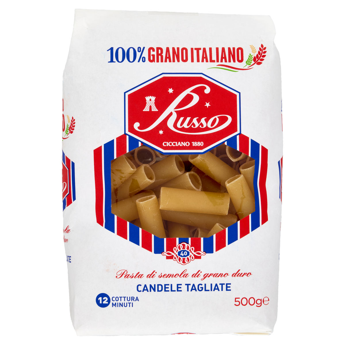 RUSSO PASTA DI SEMOLA CANDELE TAGLIATE 500g (20 in a box)