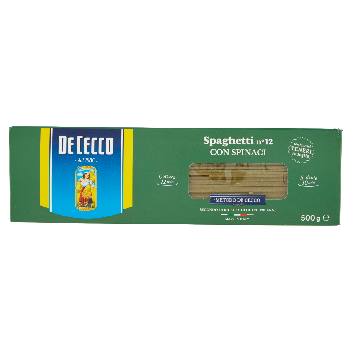 DE CECCO SPAGHETTI SPINACI 500g (20 in a box)