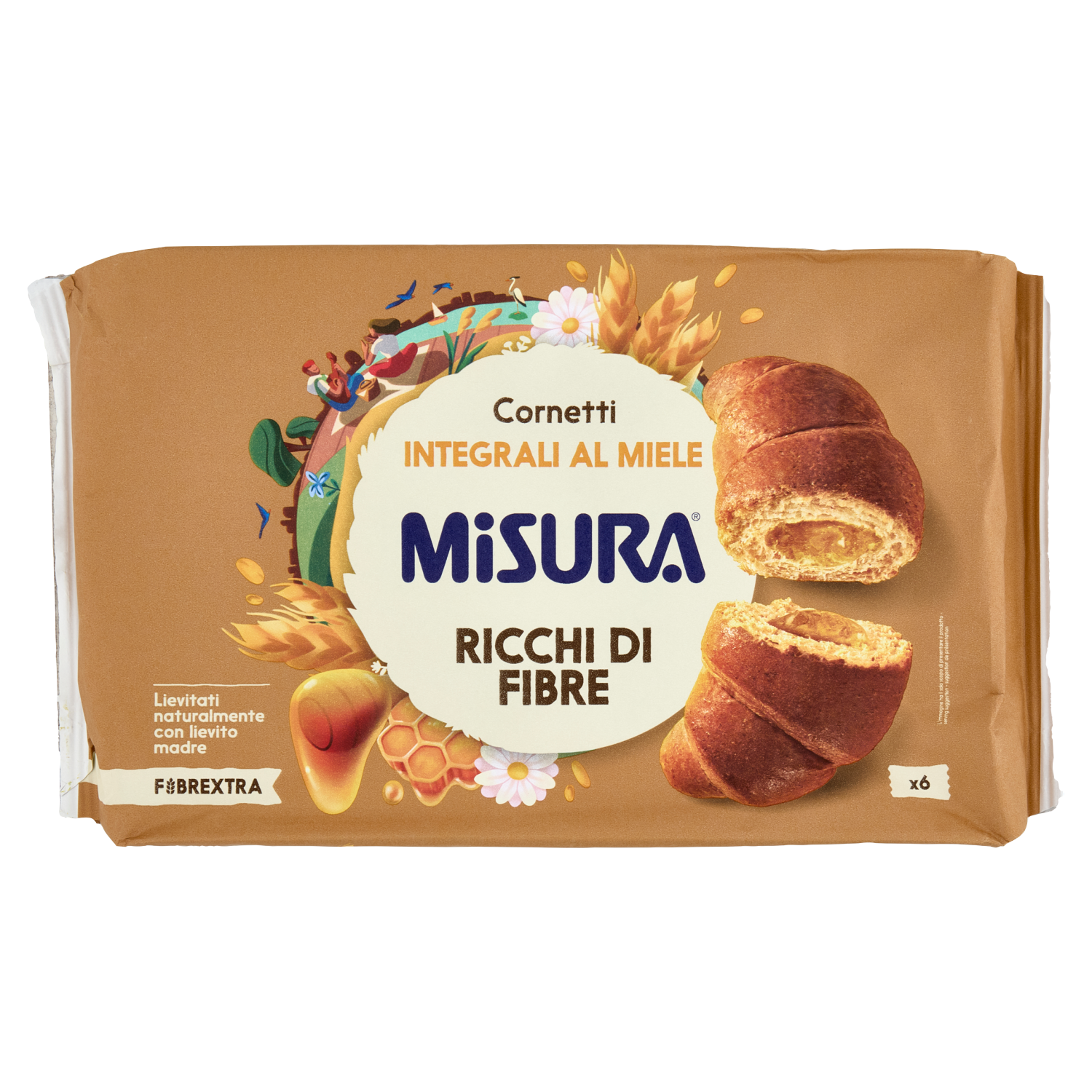 MISURA CORNETTI INTEGRALI MIELE FIBRE EXTRA X6 300g (8 in a box)