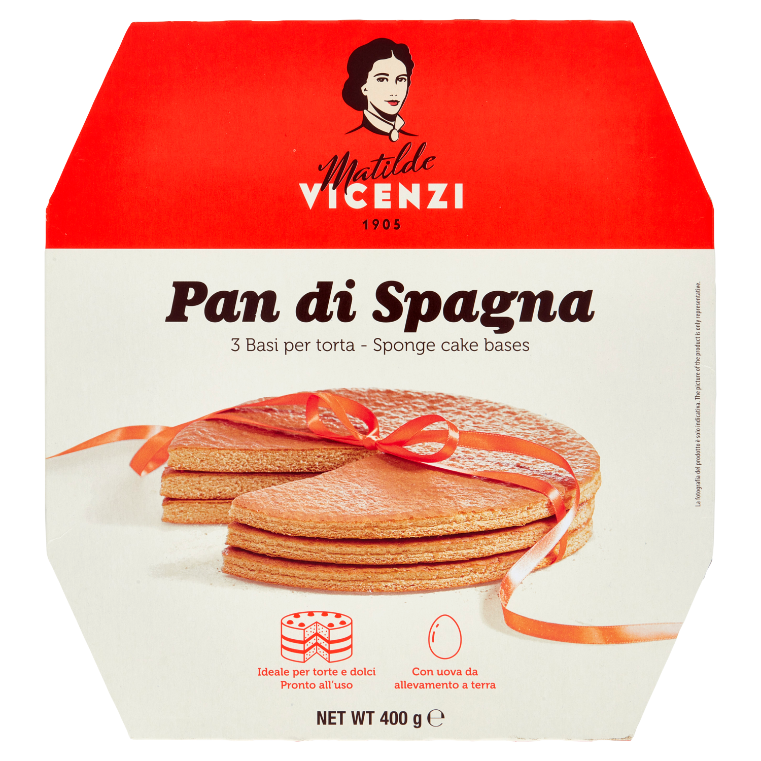 VICENZI BASE PER TORTE PAN DI SPAGNA X3 400g (8 in a box)