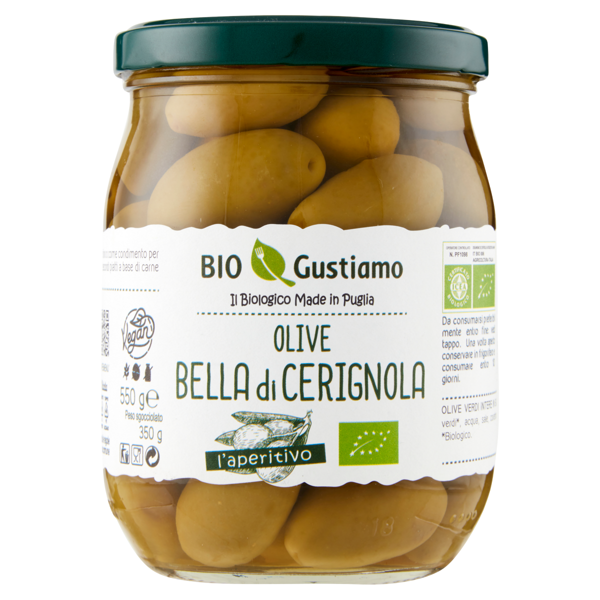 BIO OLIVE BELLA DI CERIGNOLA 550g (6 in a box)
