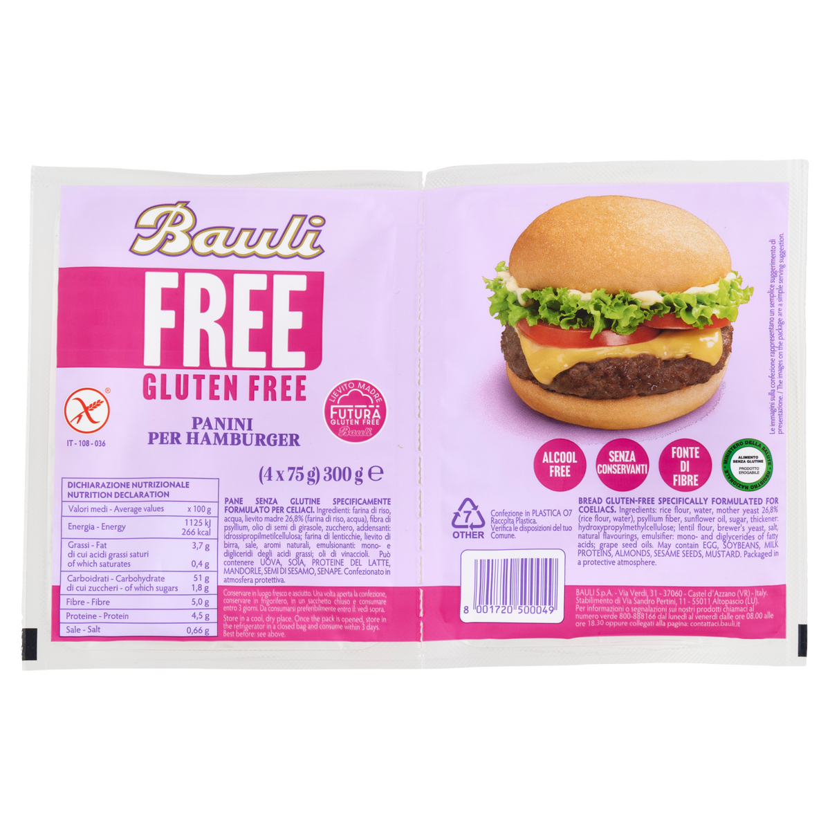 Bauli Panini Hamburg. Senza Glutine 300 Gr