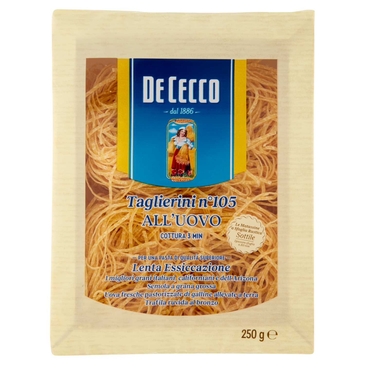 DE CECCO TAGLIERINI N°105 ALL'UOVO 250g (12 in a box)