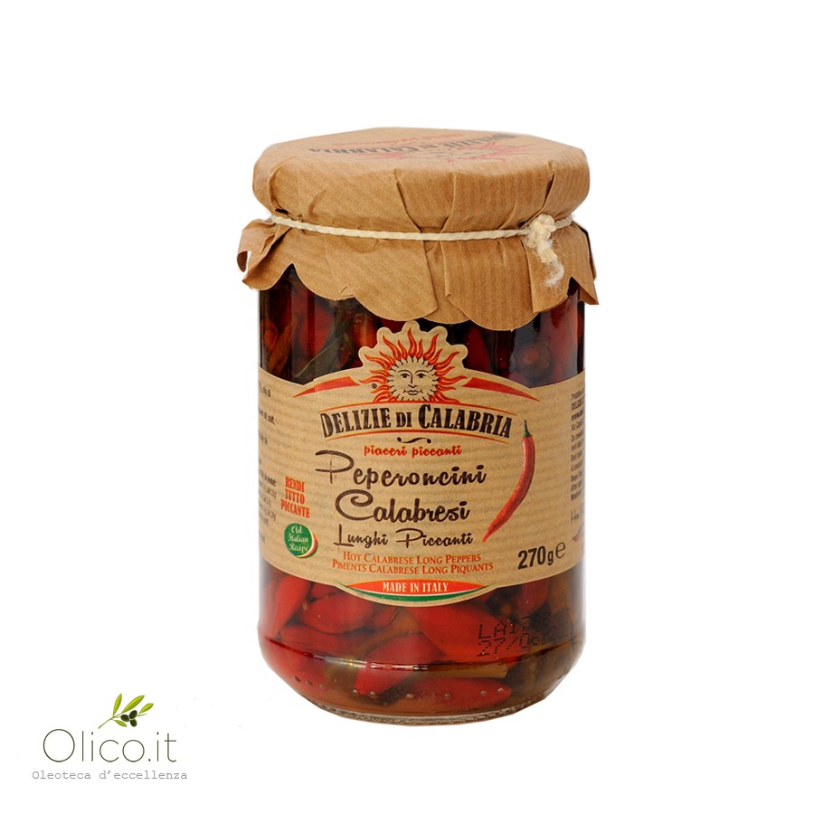 DELIZIE CALABRIA PEPERONCINI LUNGHI PICCANTI 280g (12 in a box)