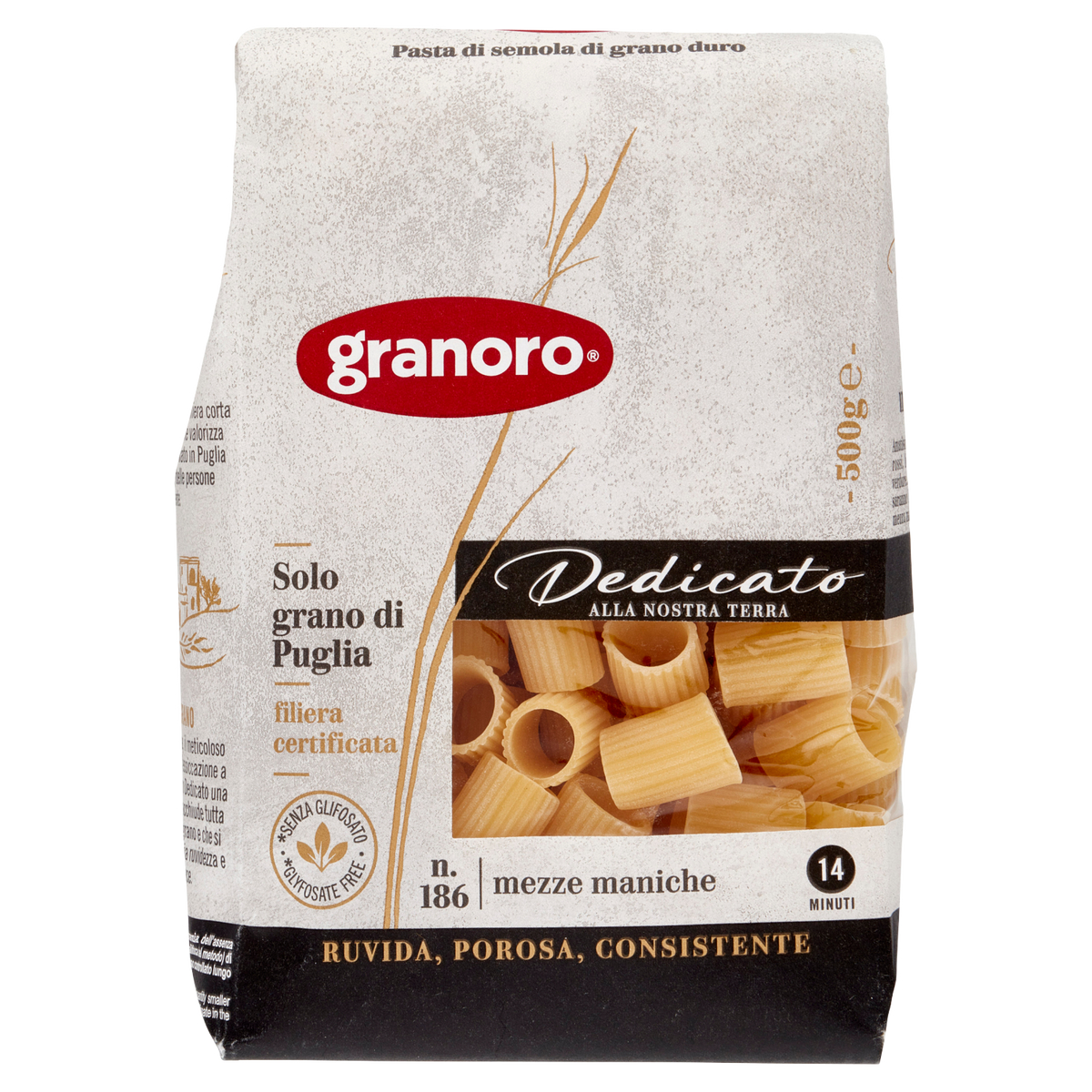 GRANORO DEDICATO 186 MEZZE MANICHE 500g (20 in a box)