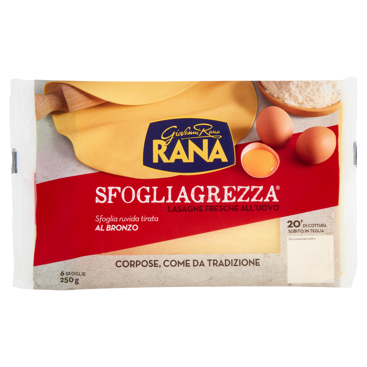 RANA SFOGLIAGREZZA LASAGNE FRESCHE ALL'UOVO 250g (12 in a box)