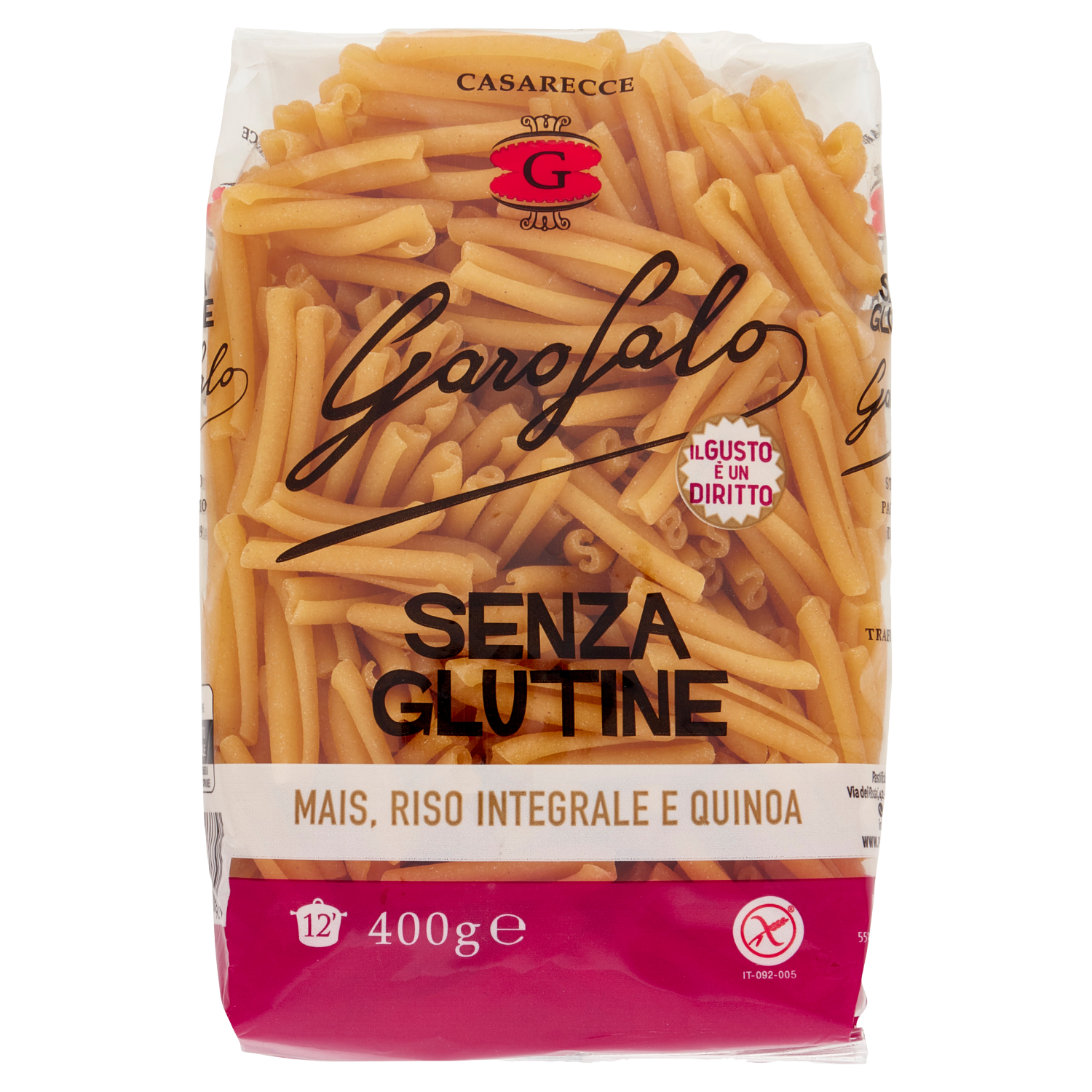 GAROFALO PASTA SENZA GLUTINE CASARECCE 500(12 in a box)