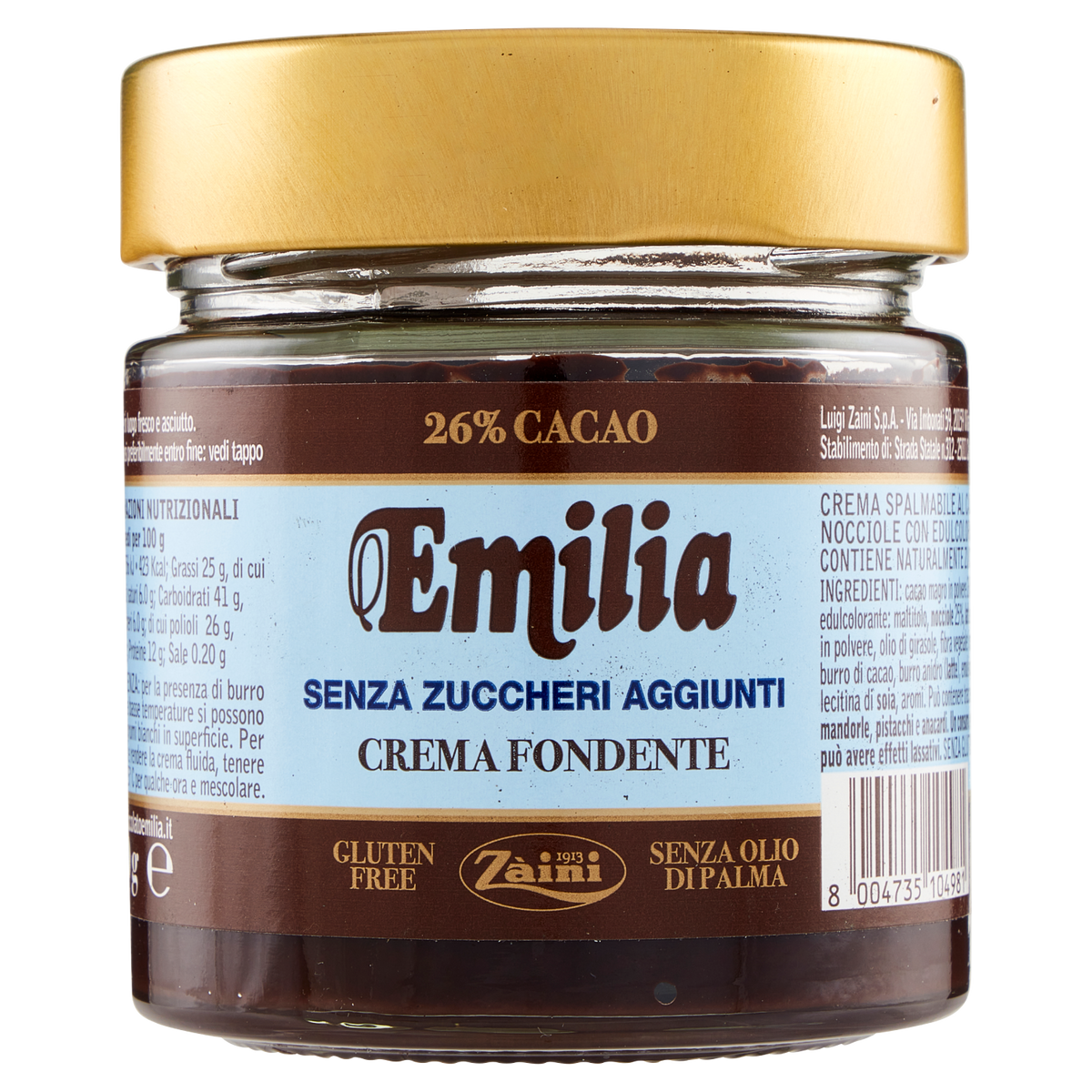 ZAINI EMILIA CREMA FONDENTE no added sugar 200g (12 in a box)