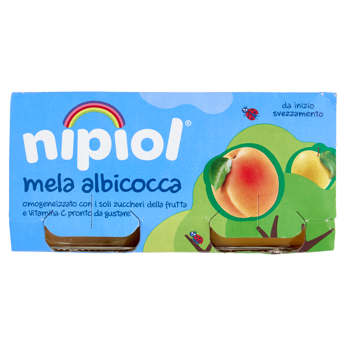NIPIOL OMOGENEIZZATO ALLA FRUTTA Apricot and apple 80g X2 160g (12 in a box)
