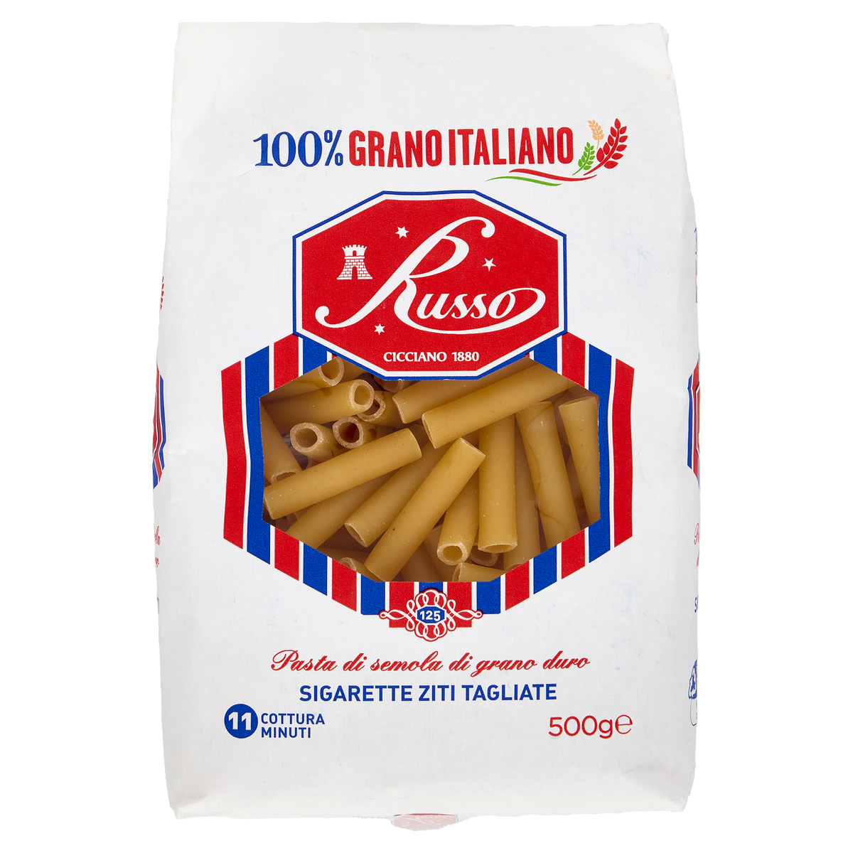 RUSSO PASTA DI SEMOLA SIGARETTE ZITI TAGLIATI 500g (20 in a box)