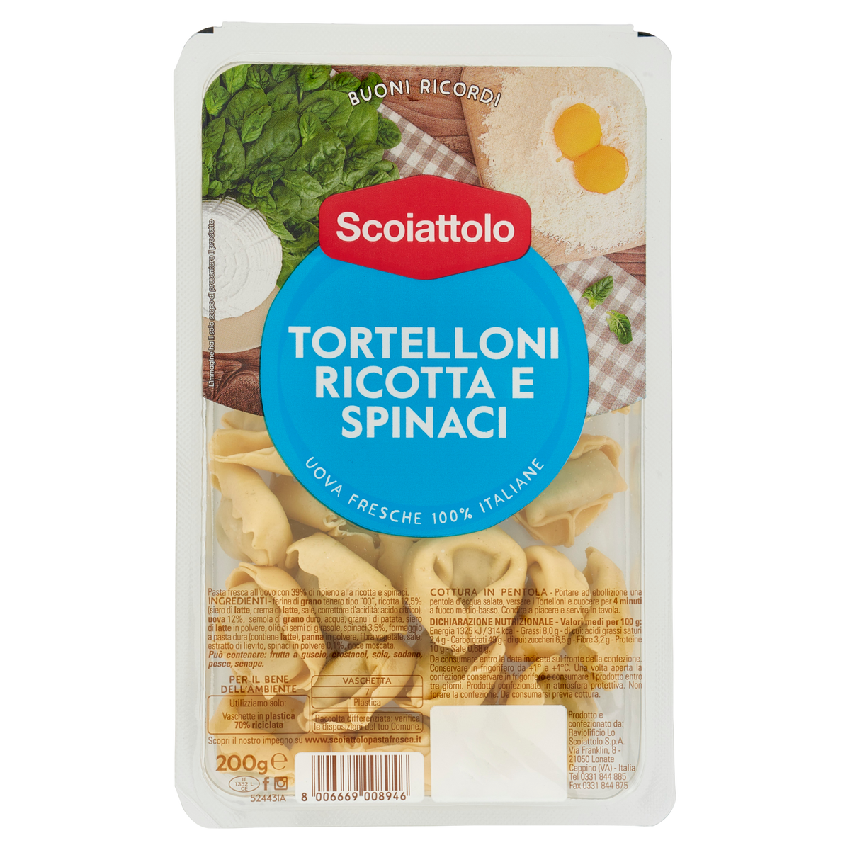 SCOIATTOLO TORTELLINI RICOTTA SPINACI 200g (9 in a box)