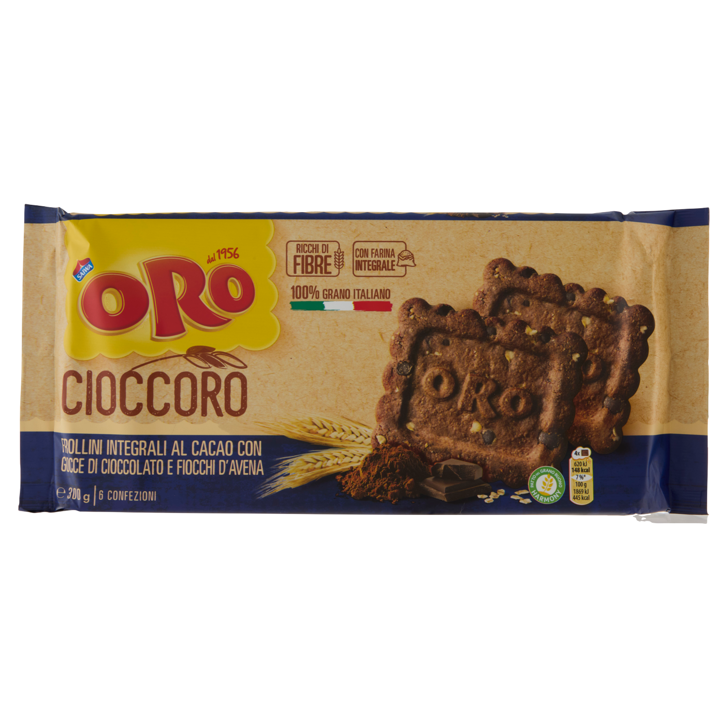 ORO SAIWA FROLLINI INTEGRALI AL CACAO 300g (6 in a box)